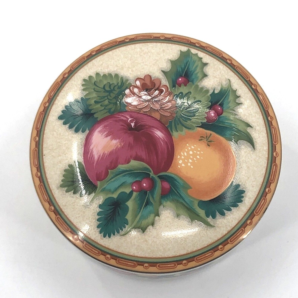 Mikasa Holiday Fruit Porcelain Dish Lid Candy Trinket Christmas UT111/683 4.75"